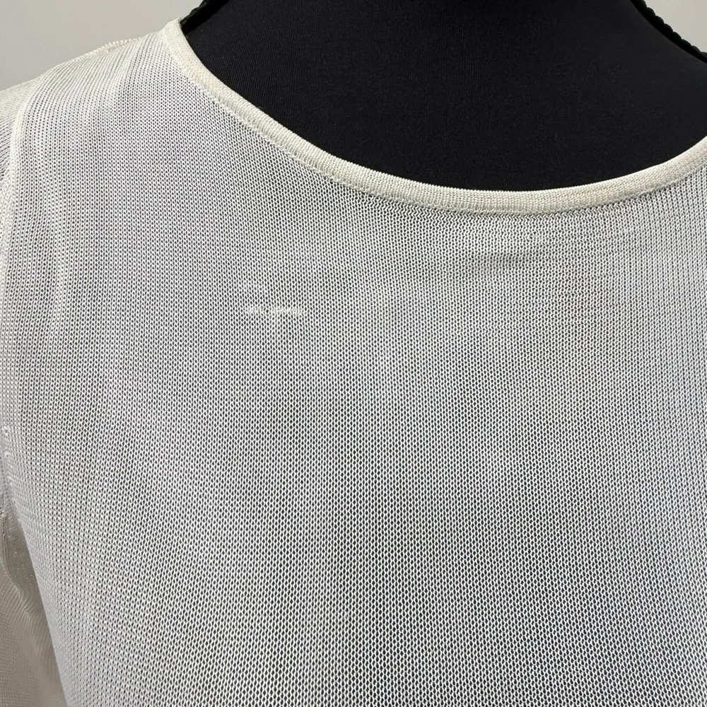 ALC Sheer White Pleated Long Sleeve Maxi Dress - Picture 5 of 6
